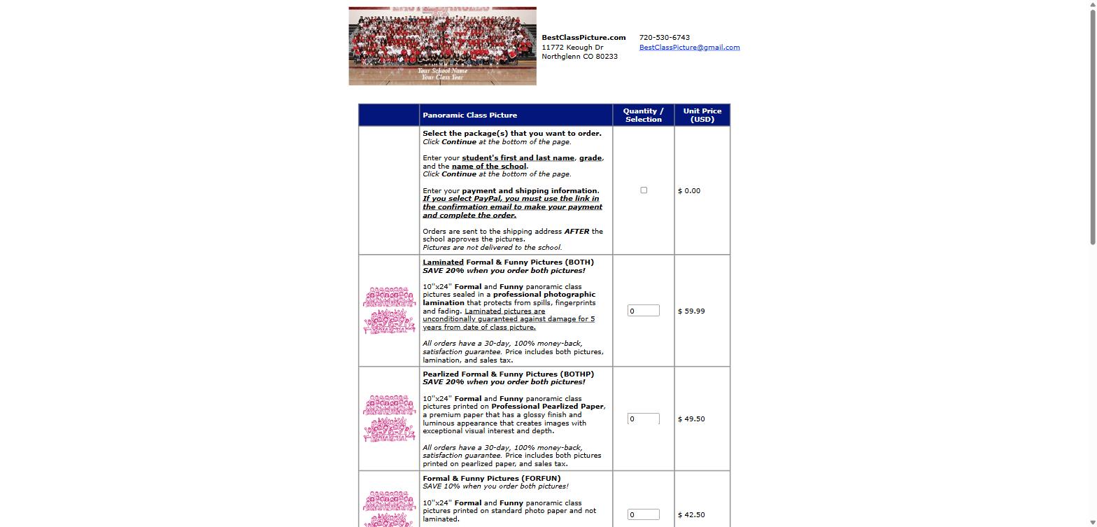 BestClassPicture.com order form