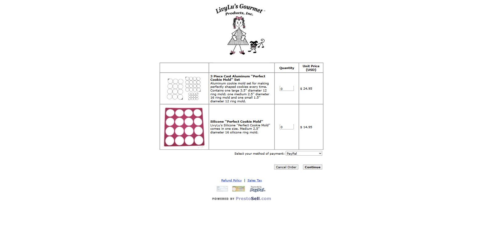 LivyLu's Gourmet Products, Inc. order form